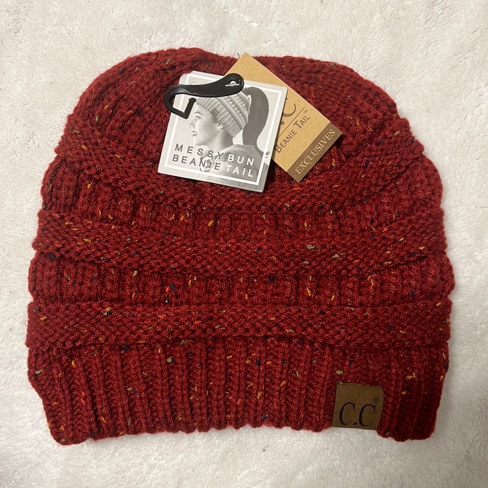 C.C. messy bun beanie